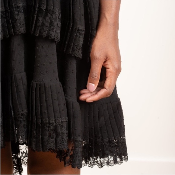 Zimmermann Espionage Mini Dress Ruffle Tiered Swiss Dot Rare Black Size 2 US 6 8 - Picture 11 of 16